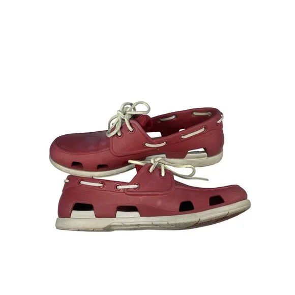 Crocs Top Sider Slip on Boat Shoes Men's 8 Non Marking, Red - Picture 7 of 9
